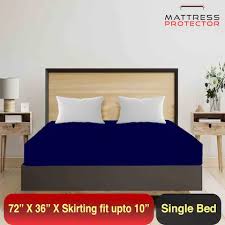 Mattress Protector Terry Cotton Ultra Soft Waterproof Single Bed Blue Mattress Protector 72 By 36