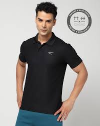 Performax Men Ribbed Regular Fit Polo T Shirt Black Size L