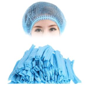 Blue Caps Head Cover Hair Cooking Hygiene 100Pcs
