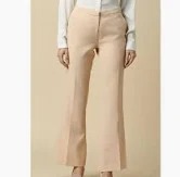 Women Beige Solid Formal Trousers Colour Cream Size 30