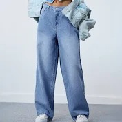 Women Icy Blue Mid Rise Light Fade Stretchable Baggy Denim Jeans Colour Blue Size 30