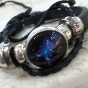 Capricorn Zodiac Sign Spirit Constellation Black Leather Bracelet