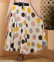White Color Multicolor Dotted Skirt For Women Size 30