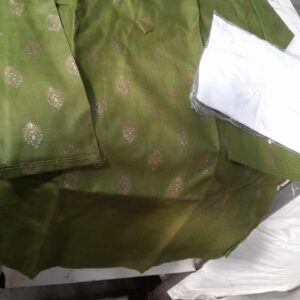 Boys Printed Kurta With Pajama Green White