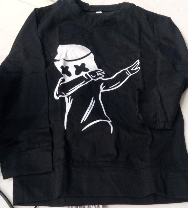 Black Printed Full Sleeve T Shirt For Boys Size 28