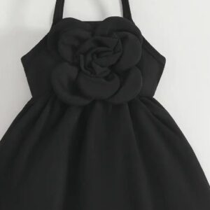 Hopscotch Black Floral Applique Strappy Casual Dress Size 90