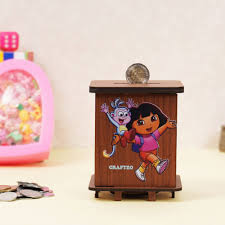 Dora Printed Wooden Money Box For Kids