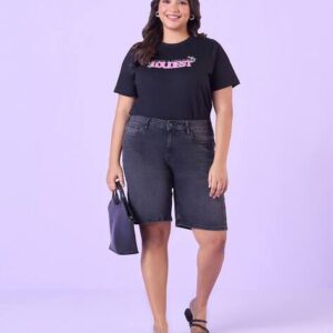 Big Hello Women Black Denim Shorts Size 4Xl