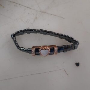 Gray Ceramic Bracelet With Rose Gold Heart