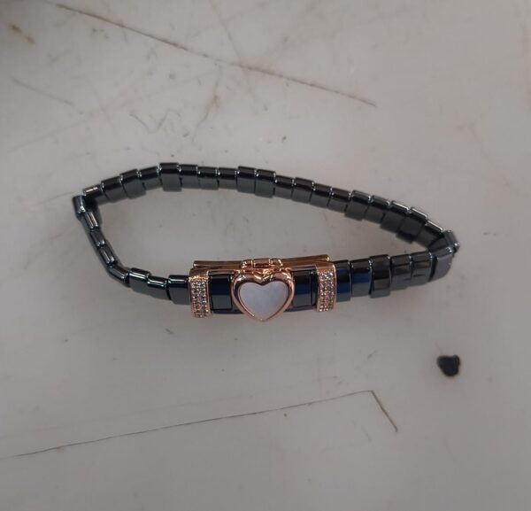 Gray Ceramic Bracelet With Rose Gold Heart