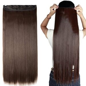 Hair Extensions And Wigs Women S 24 Inch Clip In Hair Extension Colour Brown