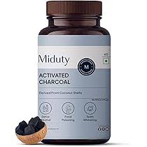 Miduty Activated Edible Coconut Shell Charcoal Capsules 60Pcs