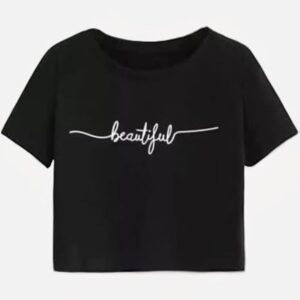 Girls Black Colour Beautiful Mention Top Size S