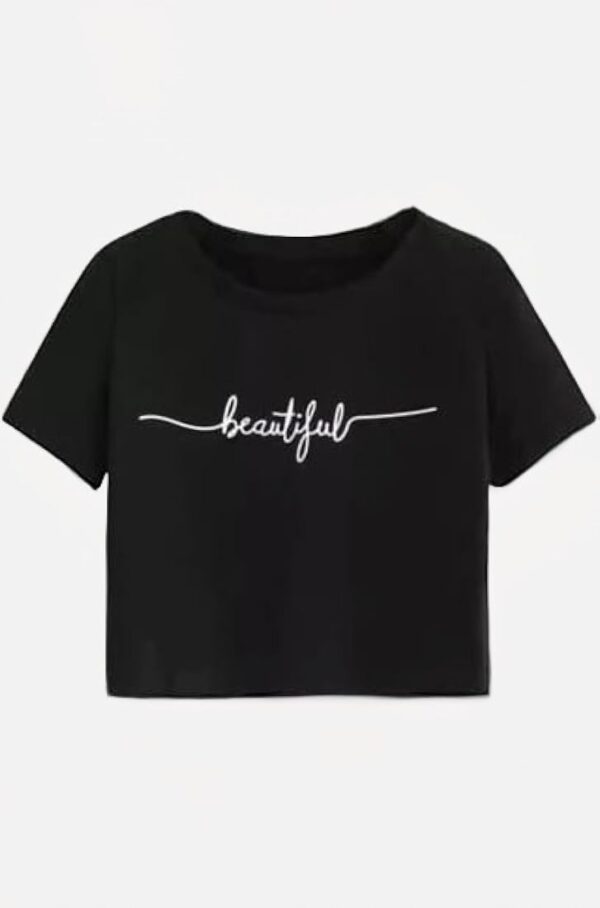 Girls Black Colour Beautiful Mention Top Size S