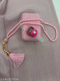 Pink Color Tasbeeh Gifting Set Glass Beads Prayer Tally Counter Velvet Box Tasbeeh Gift Set