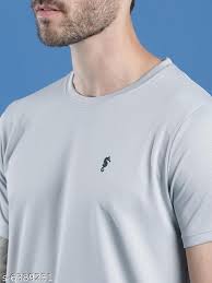 Eppe MenS Solid Round Neck Slim Fit Half Sleeve Activewear Sportswear Casual Wear Sky Blue T Shirt S