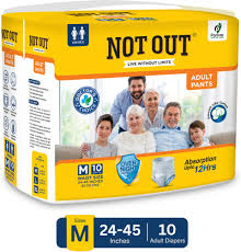 Not Out Overnight Protection With 3D Core Odour Control Adult Diapers M 10 Pieces