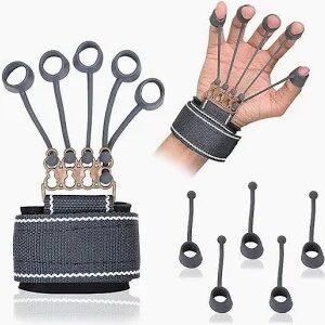 Stainless Steel Pp Plastic Finger Extensor Exerciser With Wrist Strap