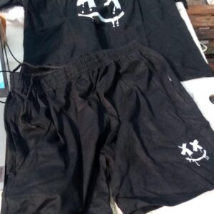 Womens Black Printed T Shirt And Shorts Size M