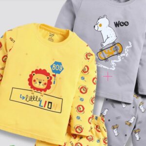 Toonyport Boys Cute Animal Printed Comfy Clothing Combo Of 2 Size 6 To 12 Months