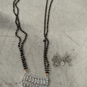 Fancy Silver Plated Party Wear Mangalsutra With Ear Stud