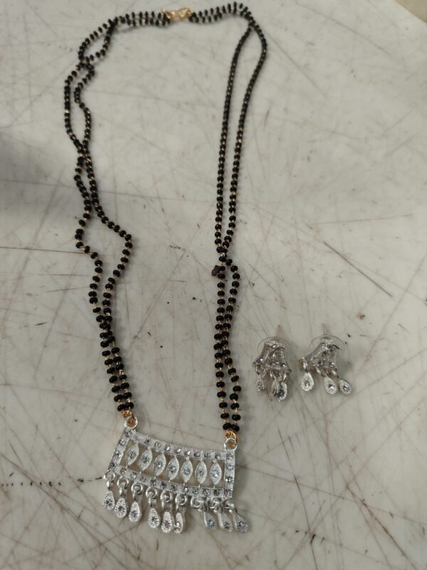 Fancy Silver Plated Party Wear Mangalsutra With Ear Stud