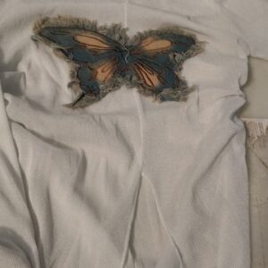 New Me White Net Top For Women Size S