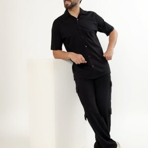 Kvetoo Black Cargo Track Pants For Men Size M