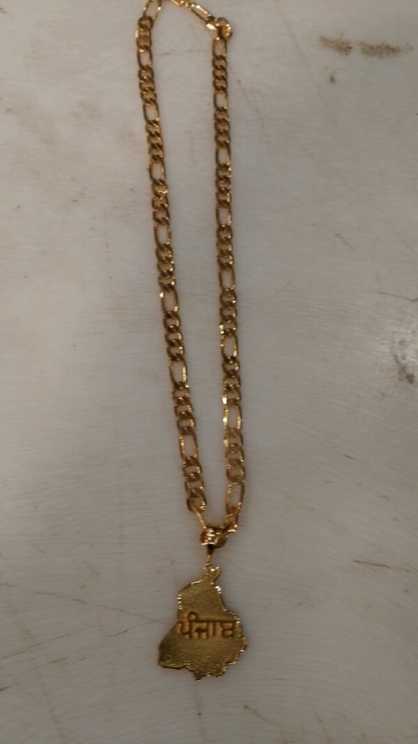 Gold Plated Chain With Punjab Pendant For Men
