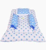 Blue Color Star Printed Baby Bed With 3 Pillow