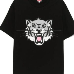Kenzo Black Colour Happy Tiger T Shirt For Men Size Xl