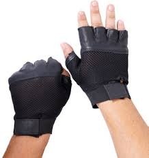 Leather Cut Finger Gym And Fitness Gloves Black