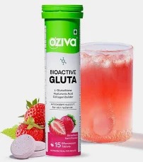 Oziva Oziva Bioactive Gluta Fizzy Tablets For Skin Radiance Strawberry Swirl 15 Tablets