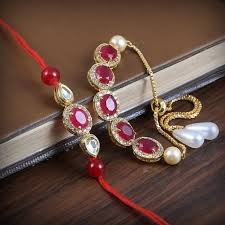 Handmade Kundan Rakhi Bhaiya Bhabhi Rakhi Couple Rakhi Set