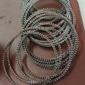 Metal Stone Silver Bangle Set Size 2 Of 8