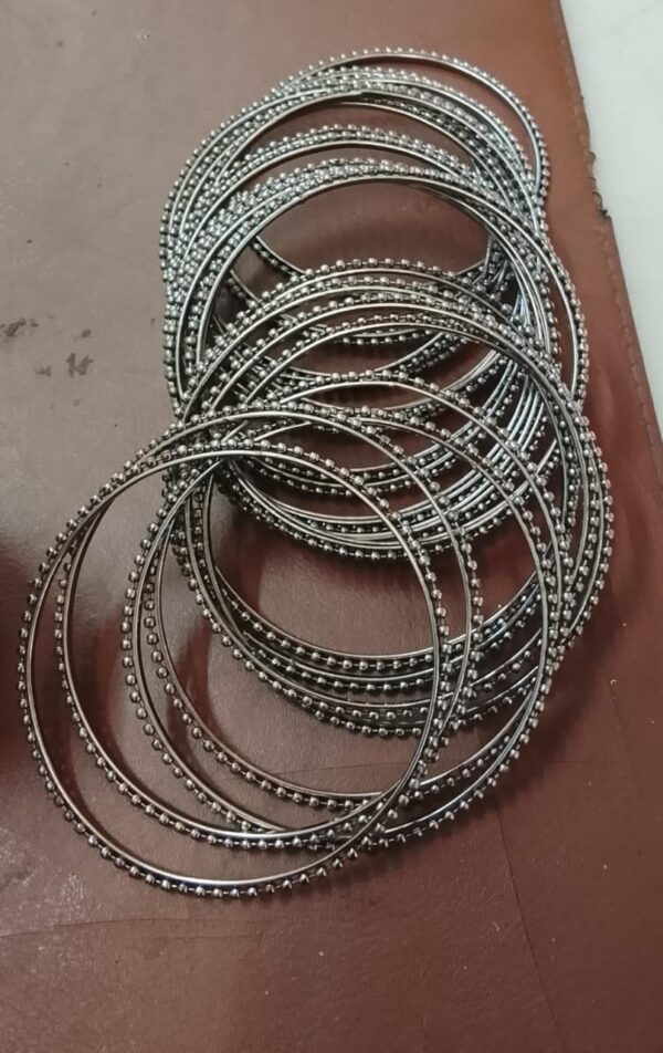 Metal Stone Silver Bangle Set Size 2 Of 8