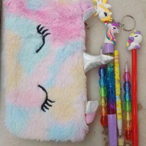 Unicorn Fur Pouch Unicorn Eye Close Fur Pen Pencil And Small Unicorn Eraser 6 Items In Set