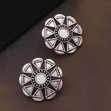 Voylla Oxidized Rava Ball Stud Earrings Brass Stud Earring
