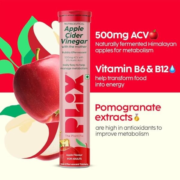 The Plant Fix Apple Cider Vinegar Effervescent Tablet With Mother 15 Tablets