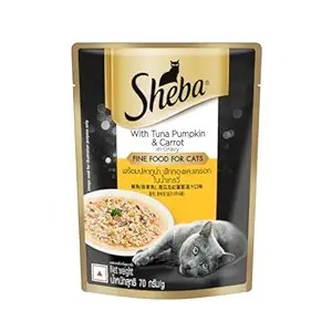 Sheba Fine Premium Adult 1Plus Years Wet Cat Food Tuna Pumpkin Carrot In Gravy 70Gm