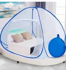 Double Bed Mosquito Net White Blue Colour