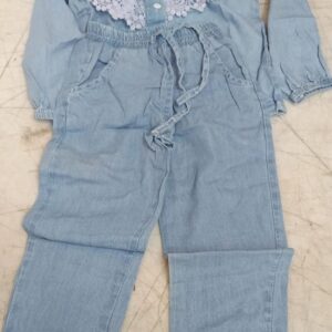 Lightweight Fabric Jeans Top Pant For Girls Colour Sky Blue Size 4 To 5 Yrs Pack Of 2