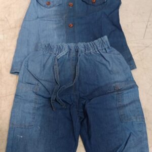 Lig Sleeveless Jeans Top Pant For Boys Girls Colour Sky Blue Size 3 To 4 Yrs