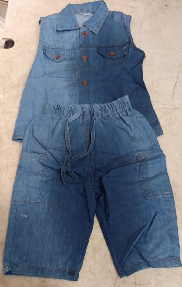 Lig Sleeveless Jeans Top Pant For Boys Girls Colour Sky Blue Size 3 To 4 Yrs