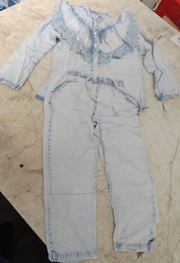 Lightweight Fabric Jeans Top Pant For Girls Colour White Size 3 To 4 Yrs