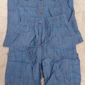 Sleeveless Jeans Shirt Pant For Boys Girls Colour Sky Blue Size 3 To 4 Yrs
