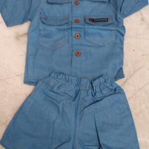 Lightweight Fabric Jeans Shirt Knicker Set For Boys Girls Colour Sky Blue Size 2 To 3 Yrs