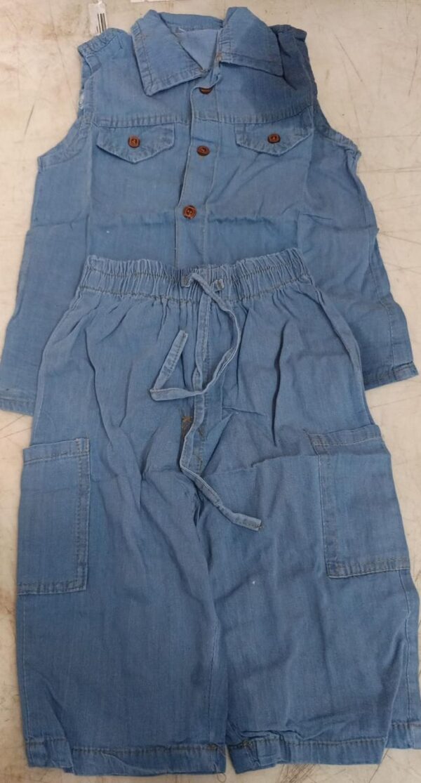 Lightweight Fabric Jeans Top Pant For Boys Girls Colour Sky Blue Size 1 To 2 Yrs