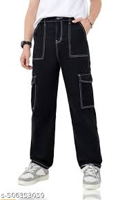 Cotton Cargo Pant And Jeans For Boys Colour Black Size 28