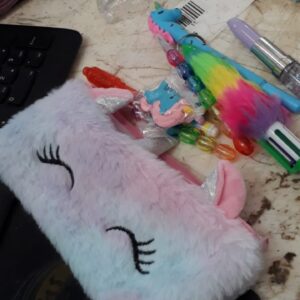 New Attractive Combo Fur Pouch Paper Soap Pen 1 Pack Smile Eraser 1 Key Chain